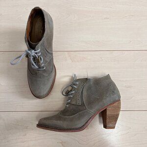 Anthropologie J Shoes Sidesaddle Lace Up Heeled Oxford Shoes Sz 37.5